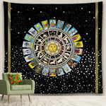 tapisserie zodiaque tarot astrologique noir doré classique chambre décoration muristique bohème