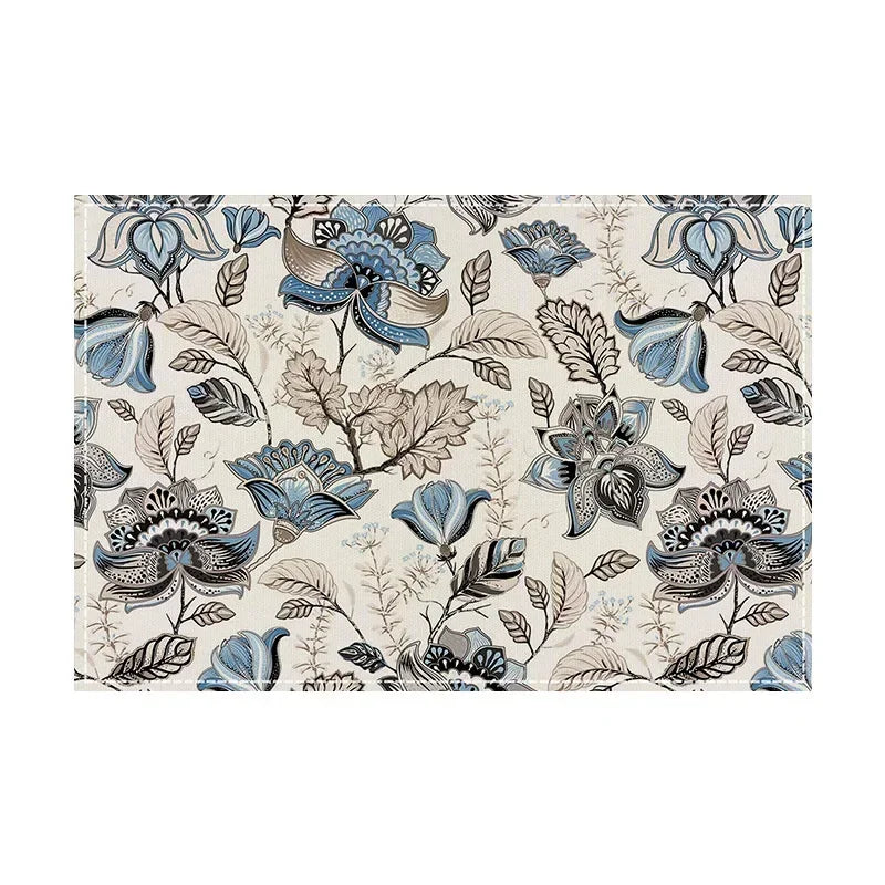 tapisserie art nouveau fleurs oiseaux feuillage bleu vert beige tapis decoratif moderne respectueux environnement