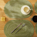 tapis table tissé moderne spirale beige vert résistant antidérapant 30x45cm