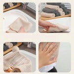 serviettes cuisine rectangulaires microfibre rayures horizontales beige gris absorption rapide respectueux environnement