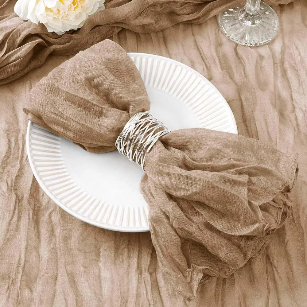 serviettes coton polyester 50x50cm beige clair texture ondulée classique maison mariage événements