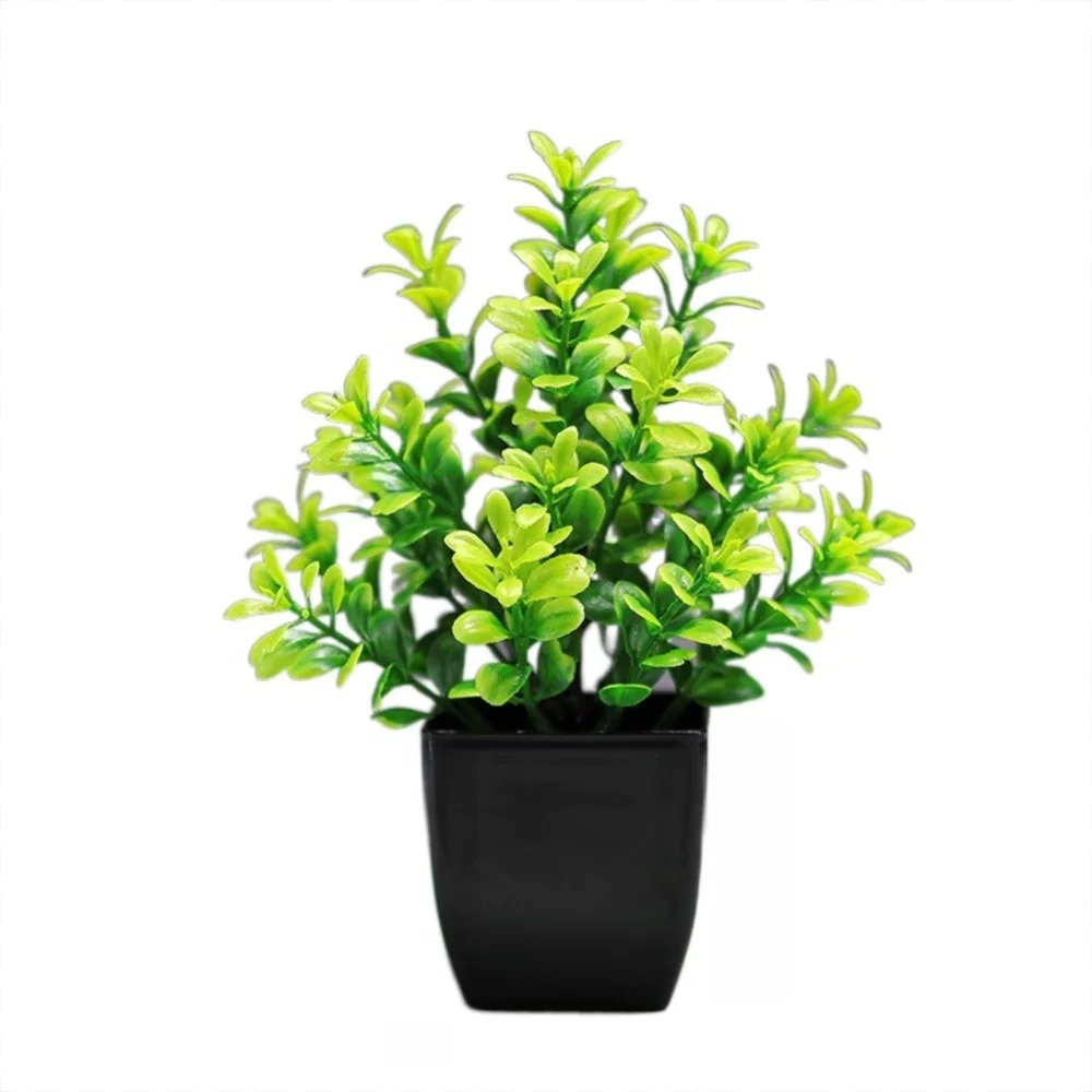 plantes artificielles vertes feuilles simples moderne minimaliste décoration extérieure pot carré exposition accrochée