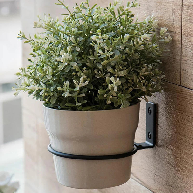 support mural pots fleurs noir rond lisse moderne minimaliste vis fixation