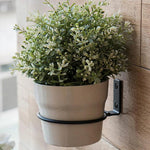 support mural pots fleurs noir rond lisse moderne minimaliste vis fixation