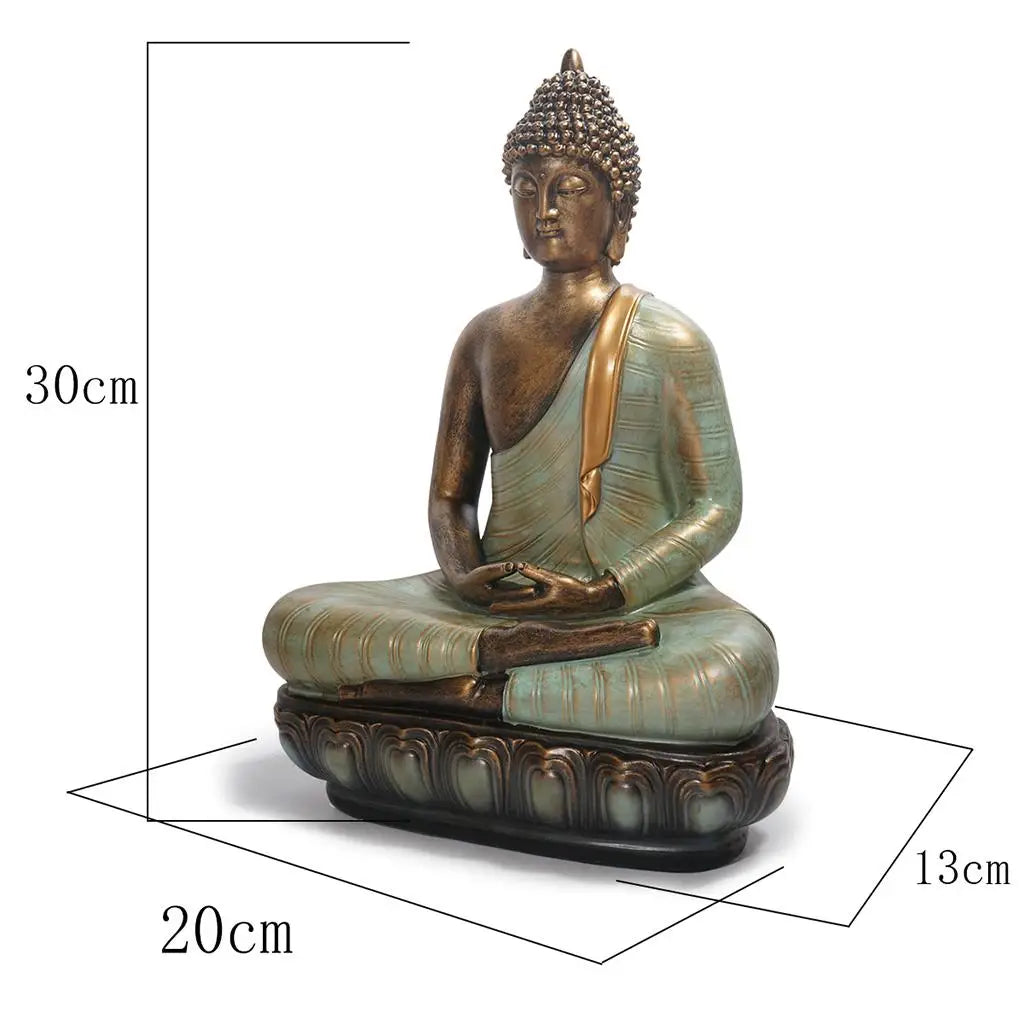 statue bouddha résine bronze zen jardin décoration extérieure or vieilli points coiffure plantes grasses