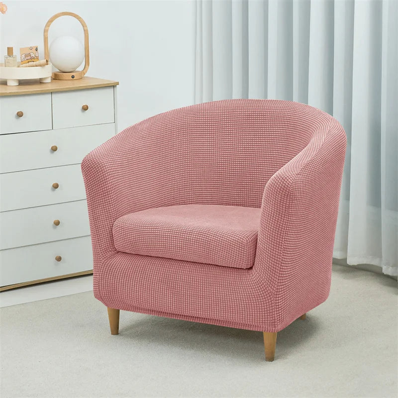 housse fauteuil moderne gris rose carreaux polyestère lavable printemps été salon