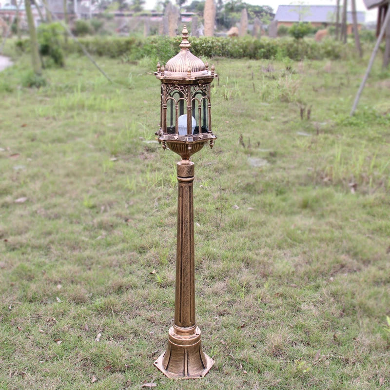 lanterne dorée classique motifs géométriques ip65 protection extérieure éclairage public aluminium opacité moderne