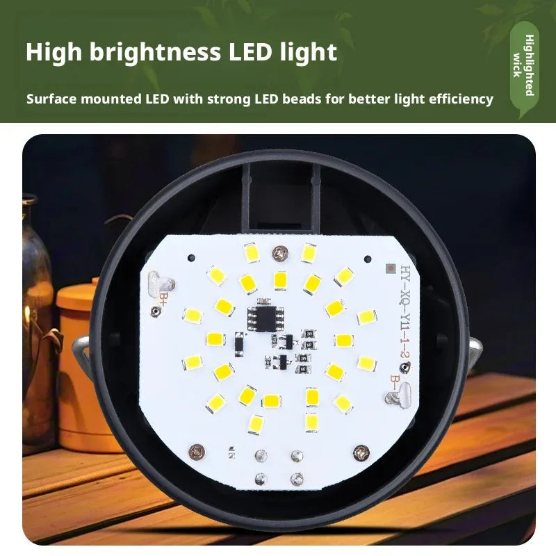 lampe camping portable led blanc noir moderne anneau métallique fixe ambiance extérieur