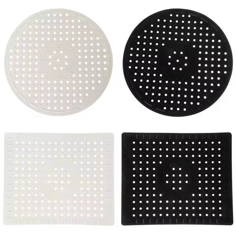 tapis lavabo silicone perforé moderne noir blanc pratique évier drainage rapide antidérapant