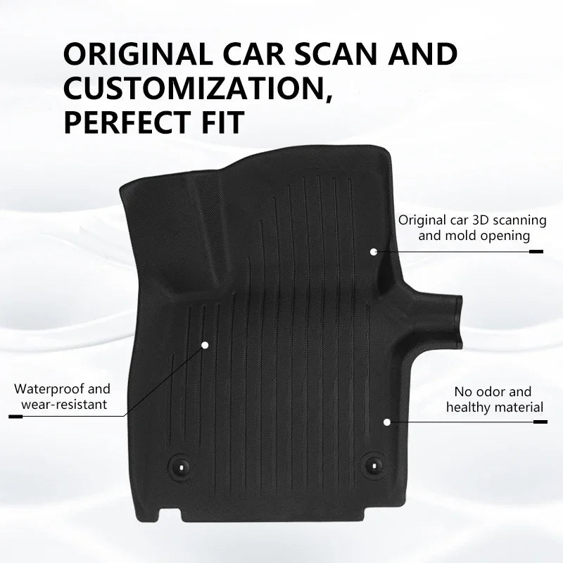 tapis sol voiture noir rayures modernes caoutchouc fibre synthétique tronc protection set