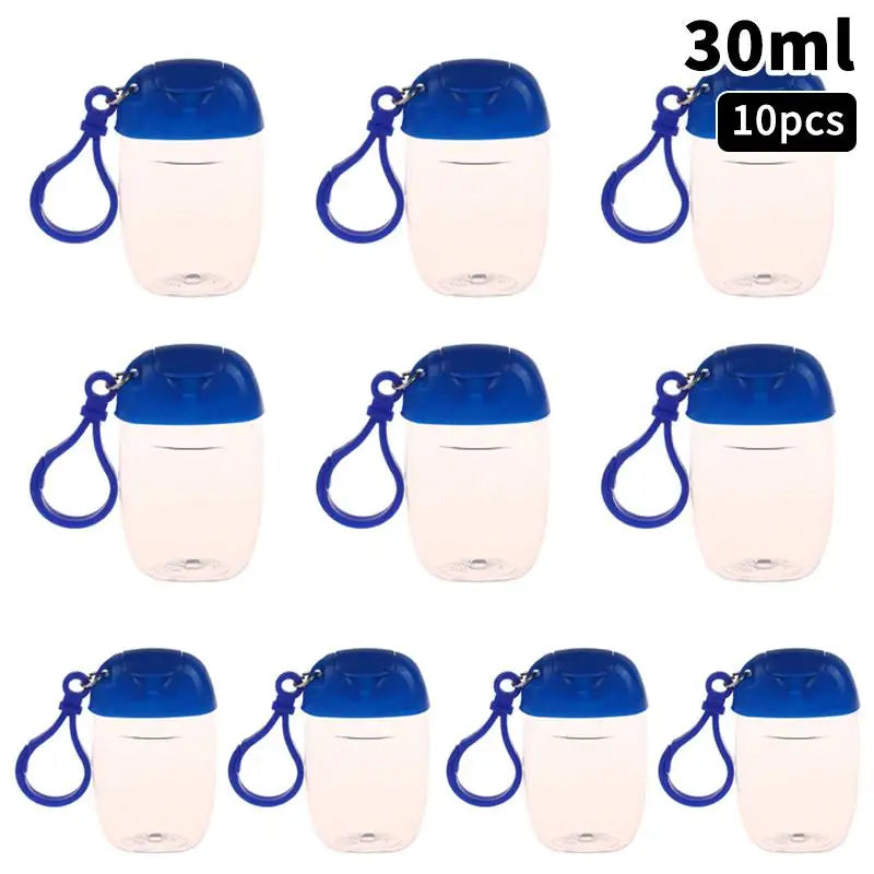 flacon gel hydroalcoolique transparent rose ruban noeud clip moderne rechargeableextérieur