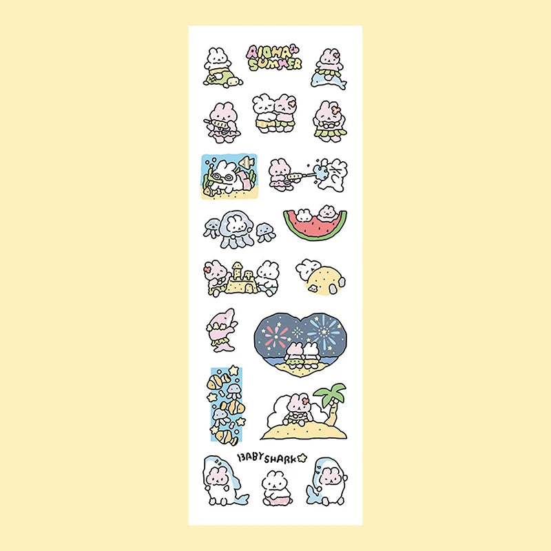 sticker kawaii multicolore dessins animés adhésifs mignons opaques autocollants animauxscriçãopta