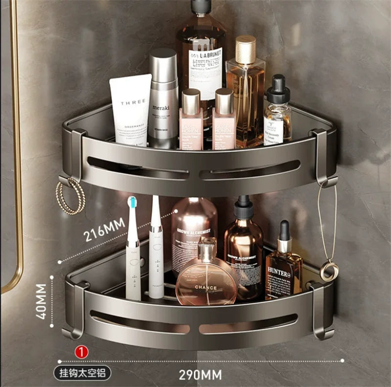 étagère salle bain gris moderne adhésif alliage aluminium poli unique niveau rangement góc