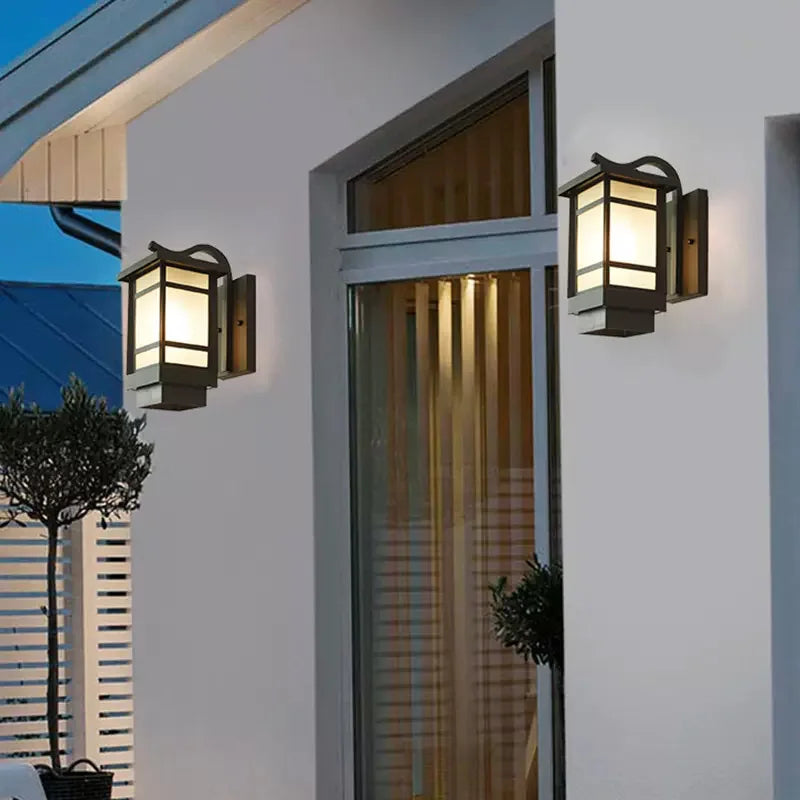 lampe murale moderne noir verre trempé éclairage extérieur résistant hydrofuge facile