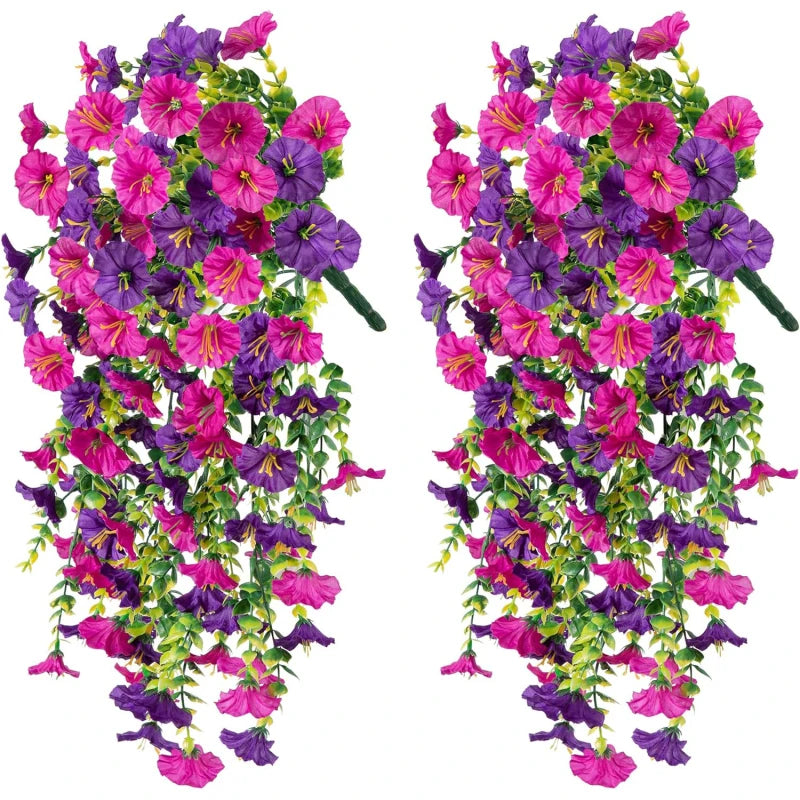 décoration intérieure moderne bouquet suspendu fleurs artificielles rose violet vert feuilles