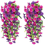 décoration intérieure moderne bouquet suspendu fleurs artificielles rose violet vert feuilles