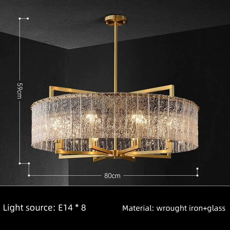 suspension lumineuse moderne élégante or noir transparent verre strié chambre salon restaurant