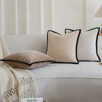 coussin carré velours beige gris noir adhésif contemporain decoration maison nordique 45x45cm 50x50cm