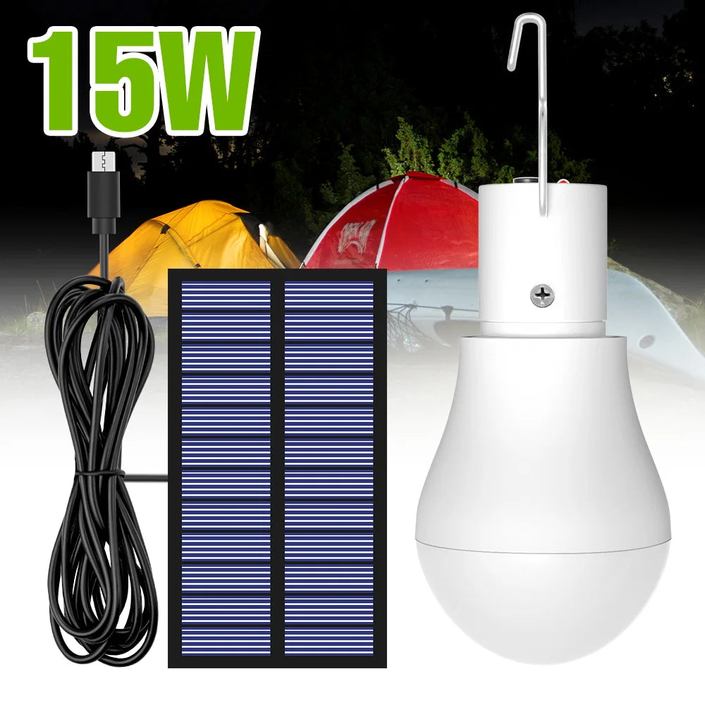 ampoule solaire led portable ip65 moderne crochet indicateur charge blanc
