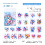 sticker floral abstrait adhésif bleu violet rose vert doré fleur étoile lune papillon