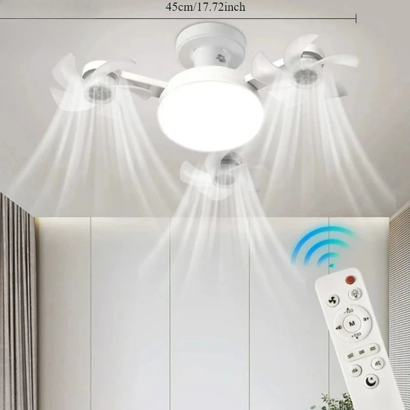 ventilateur moderne blanc led télécommande couleurs lumineux silencieux chambre salon