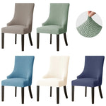housse chaise mariage tissée motifs géométriques moderne gris bleu blanc elasthanne polyester