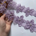 ruban decoratif dentelle brodée florales organza mariage rose violet blanc