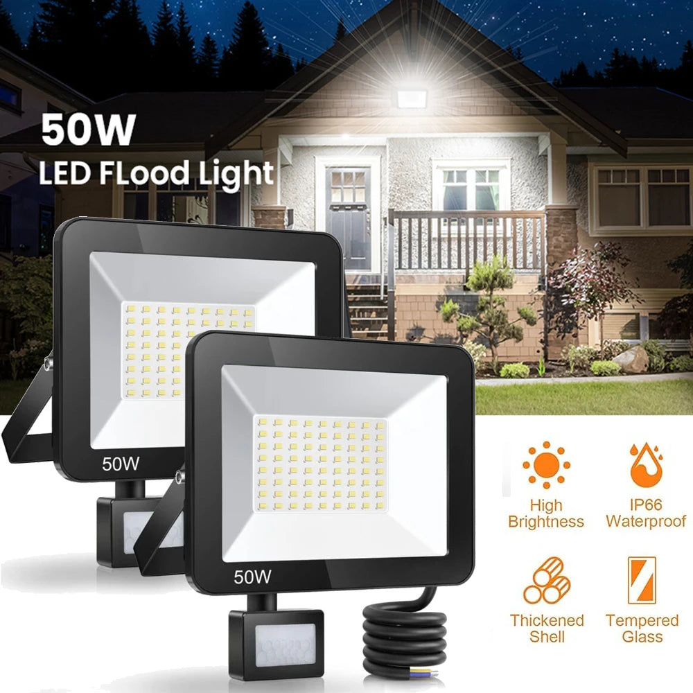 projecteur led moderne noir réglable sensor ip66 extérieur jardin cour éclairage rue flux lumineux