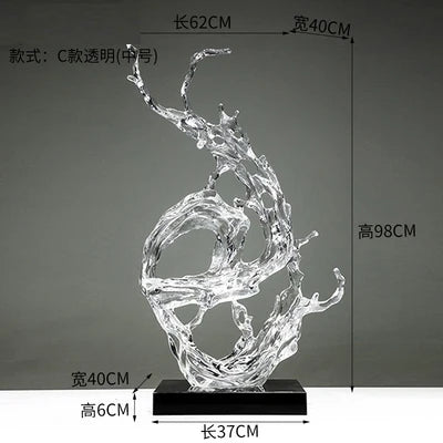 sculpture moderne vague océan transparent bleu clair abstraite décoration intérieure maison salon
