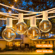 guirlande lumineuse extérieure 15m 30m blanc chaud ampoules led jaune vintage industrielle