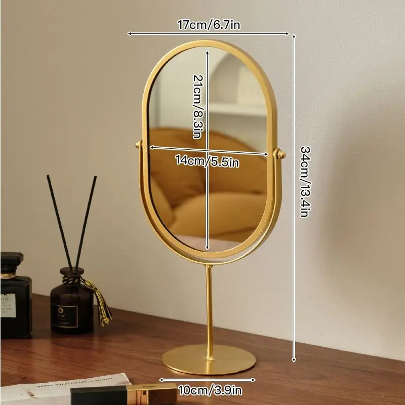 miroir table ovale cadre métallique pivotant or argent noir moderne minimaliste parfum fleurs séchées