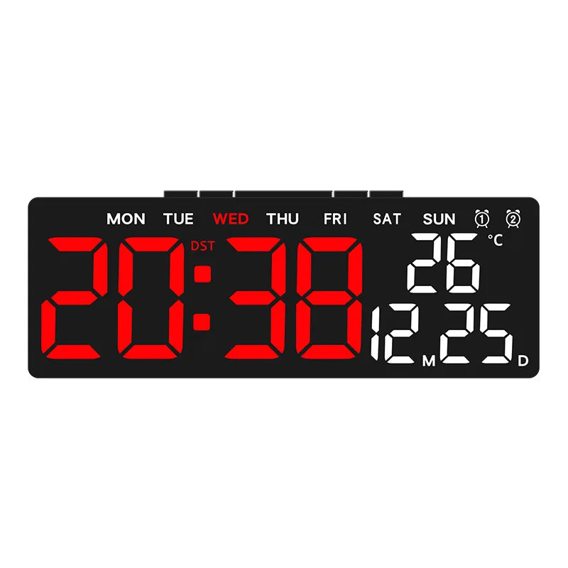 Horloge numérique LED affichage temps jour date température noir blanc vert bleu.orange moderne