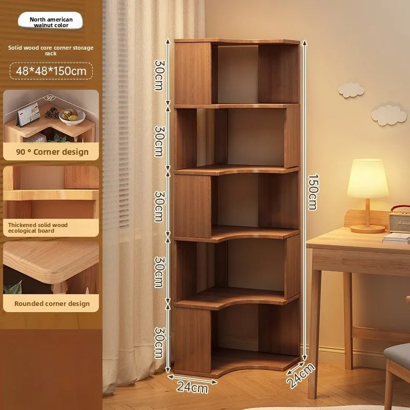 étagère d'angle bois chêne clair moderne adhésive multi fonction rangement livres objets décoration 150cm