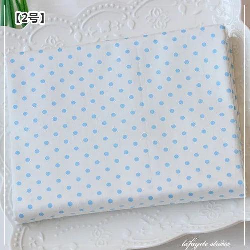 tissu coton bleu clair imprimé points rayures triangles zigzag moderne décontracté biodegradable 160cm