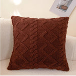taies oreiller peluche jacquard géométrique couleurs rose beige bleu moderne salon chambre lit