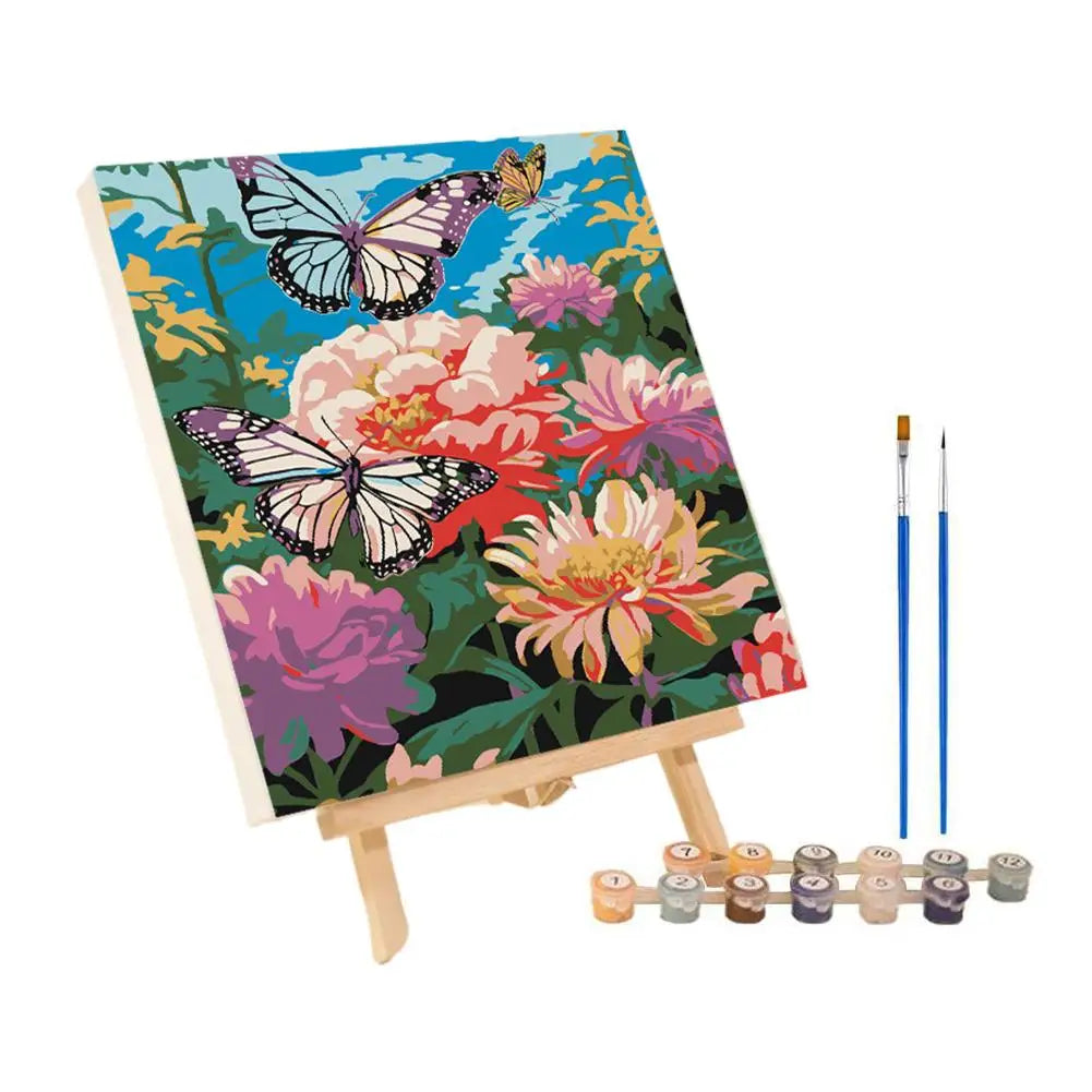 tableau peindre numéros fleurs paysage moderne peinture acrylique décoration intérieure papier support bois pinceaux