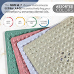 tapis douche moderne perforé drainage anti dérapant salle bain gris clair vert rose suctionolvable