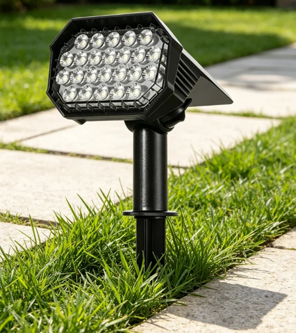projecteur solaire moderne noir fixé piquet éclairage extérieur jardin led abs matériaux