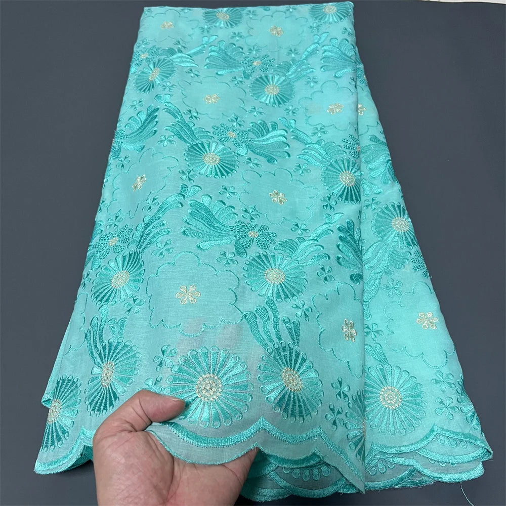 tissu brodé sequins motifs floraux polyester coton occasion mariage robe cérémonie bleu rose blanc