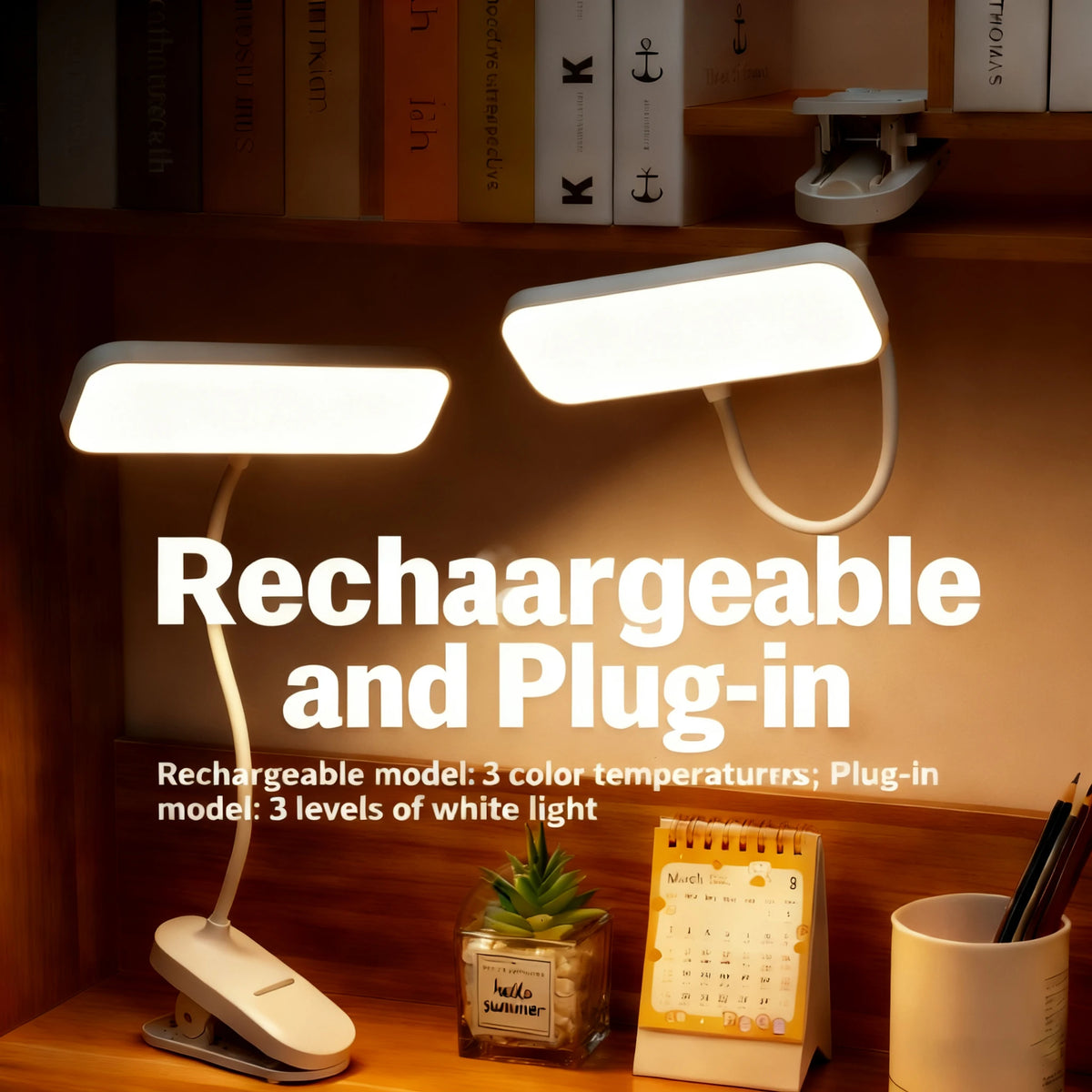 lampe rechargeable usb blanc moderne pinces clip tactile minimaliste