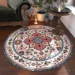 tapis rond ornements floraux multicolore moderne salon chambre extérieur lavable polyester polypropylène