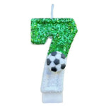 bougies anniversaire forme chiffres vert paillette ballon football clips décoratives thème sportifs numérotation enfants