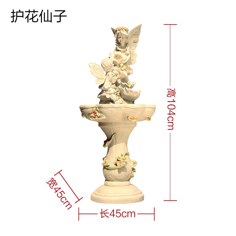 fontaine résine fées enfant aquatique decoration intérieure basse transparente fleuri maison