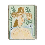 tapis abstrait géométrique polyester coton bleu vert rose motifs contemporains portable pique nique voyage