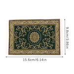 tapis miniature animaux nature ornements floraux motifs géométriques franges classique vert rouge