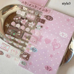 autocollants kawaii adhésifs notes musicales coeurs étoiles fruits géométriques rose blanc marron vert bleu