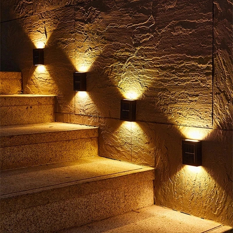 applique murale solaire moderne led noir cellules solaires bleues éclairage extérieur imperméable up down
