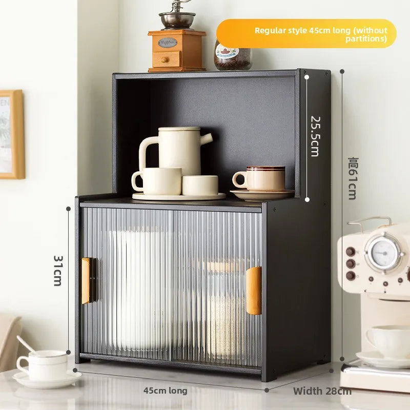 meuble rangement tasses bols bois noir moderne cuisine buffet
