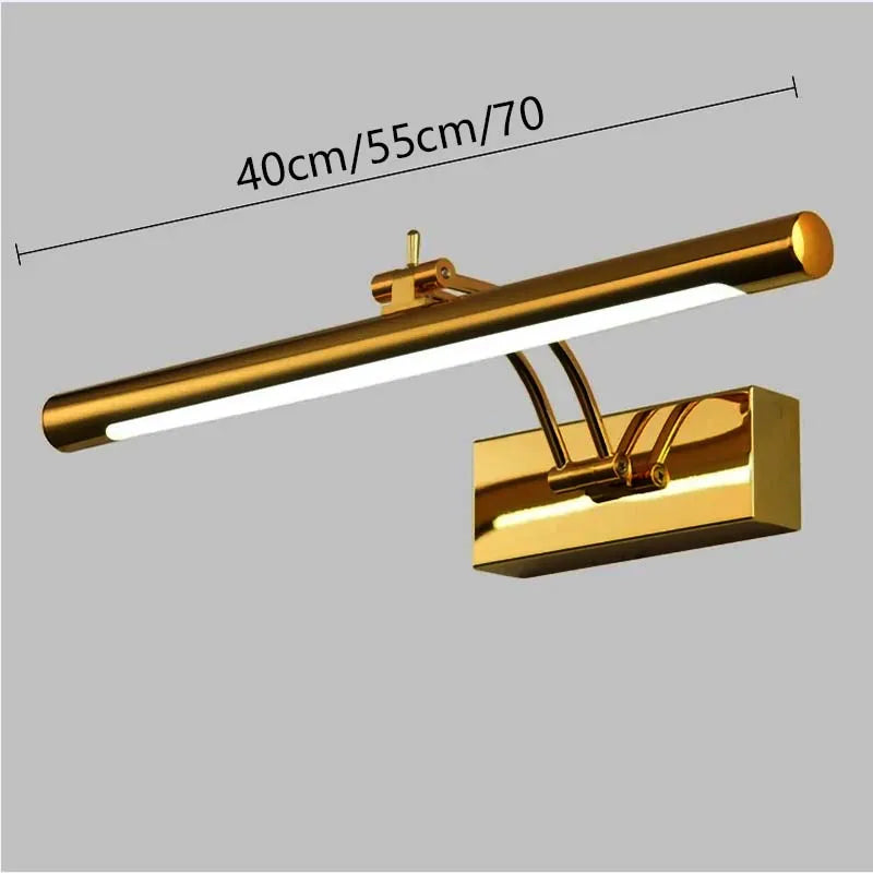 lampe miroir moderne noir or argent rectangulaire clips led éclairage quotidien chambre entrée