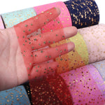 rubans tulle 6cm largeur étoiles dorées bleu rose rouge noir vert translucides
